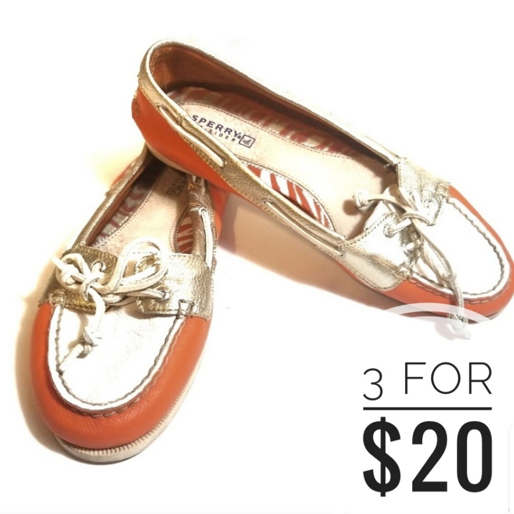 Sperry Topsider Orange & Gold Boat Shoe / 7.5
